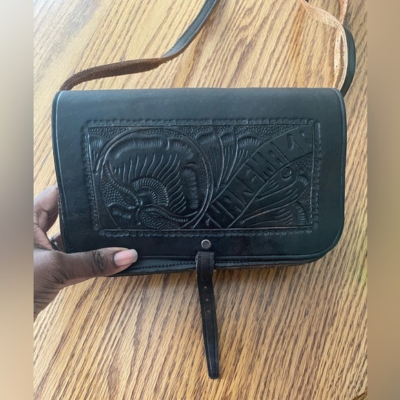 Vintage Brown Leather Hand Made Crossbody Purse - Picture 3 of 15